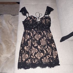 Black lace mini dress